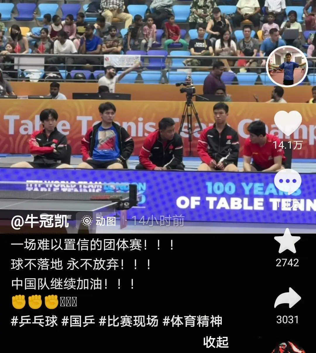 在张本智和, 肯定更紧张 在张本智和, 肯定更紧张